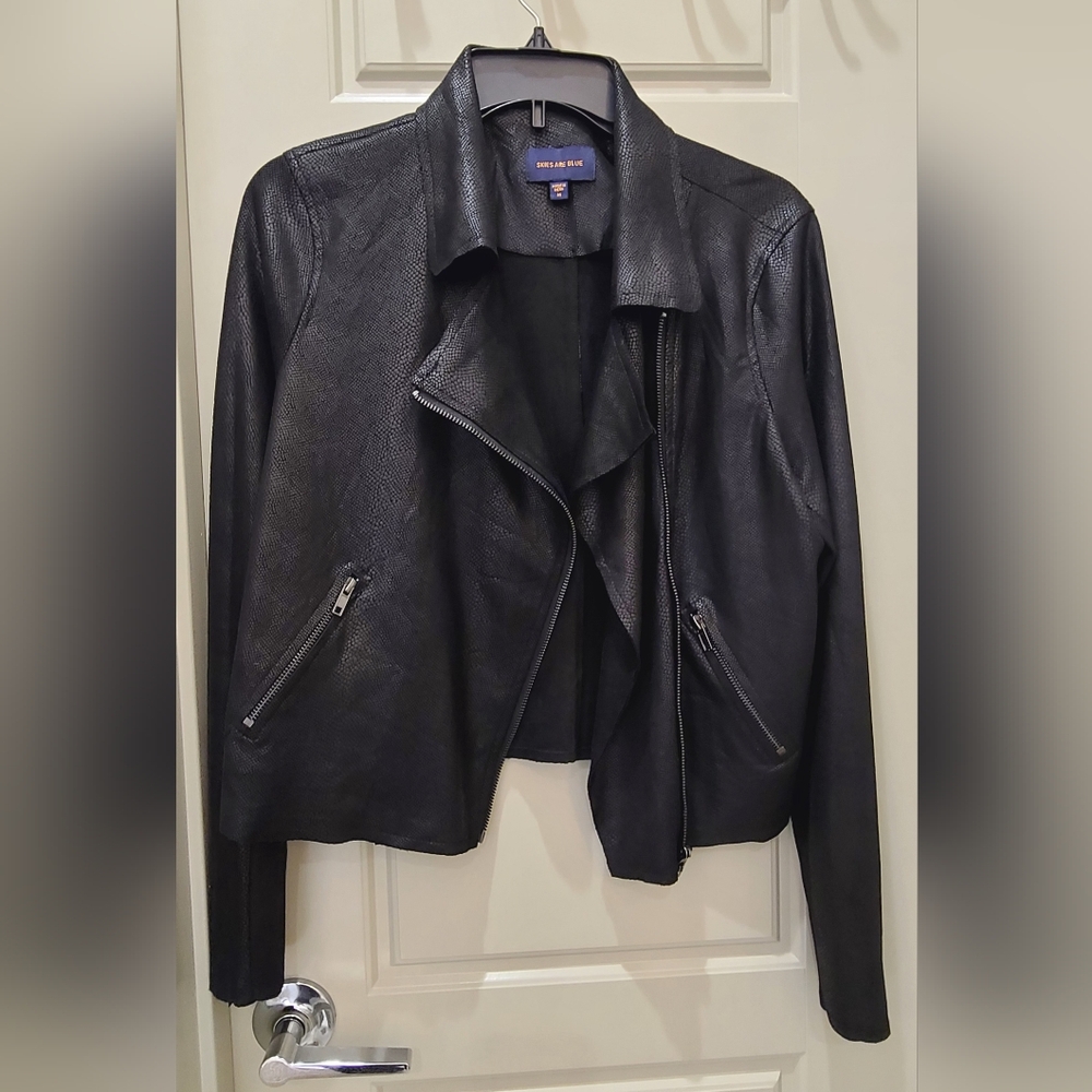 Skies Are Blue Faux Suede Moto Statement Jacket